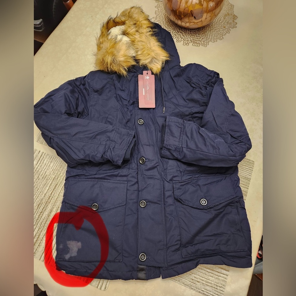 Winter Parka jacket Fur Hooded Coat Men’s Size Medium